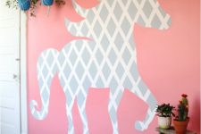 DIY geometric unicorn wall