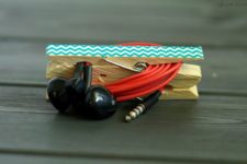 DIY washi tape clothespin ear bud holder