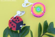 DIY perler beads ear bud holders for kids