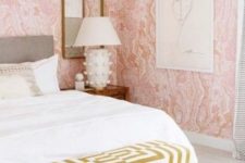 06 pink agate printed wallpaper is an ideal choice for a girlish bedroom
