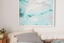 07 a custom colorful agate print in a frame is a great way to add a modern feel to the space