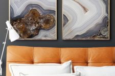 08 a duo of agate printed artworks in frames for a modern and edgy feel in your bedroom