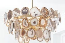 11 a gorgeous geode chandelier with brass touches will make a trendy statement