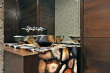 13 a contemporary powder room with an agate clad sink stand lit from the inside
