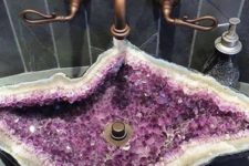 14 a geode sink and vintage faucet will make your bathroom really wow