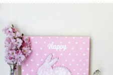 DIY pink polka dot bunny string art