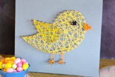 DIY chick string art for Easter