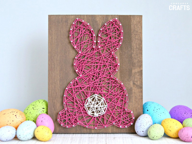 DIY pink bunny Easter string art (via blog.consumercrafts.com)