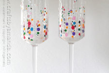 DIY colorful confetti champagne glasses