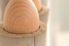 DIY raw concrete egg cups