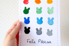 DIY stamped colorful bunny Easter card