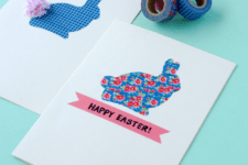 DIY washi tape Easter bunny cards with pompoms