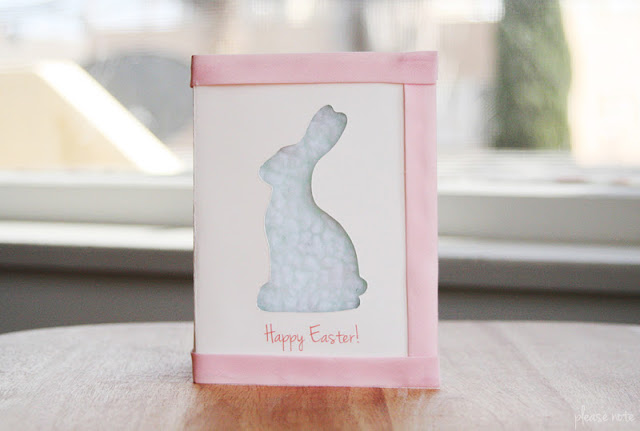 DIY fluffy bunny Easter card (via www.pleasenotepaper.com)