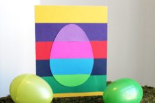 DIY striped Easter egg card of paper