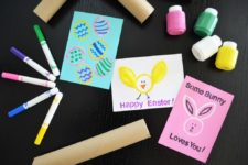 DIY colorful stamped Easter cards for kids