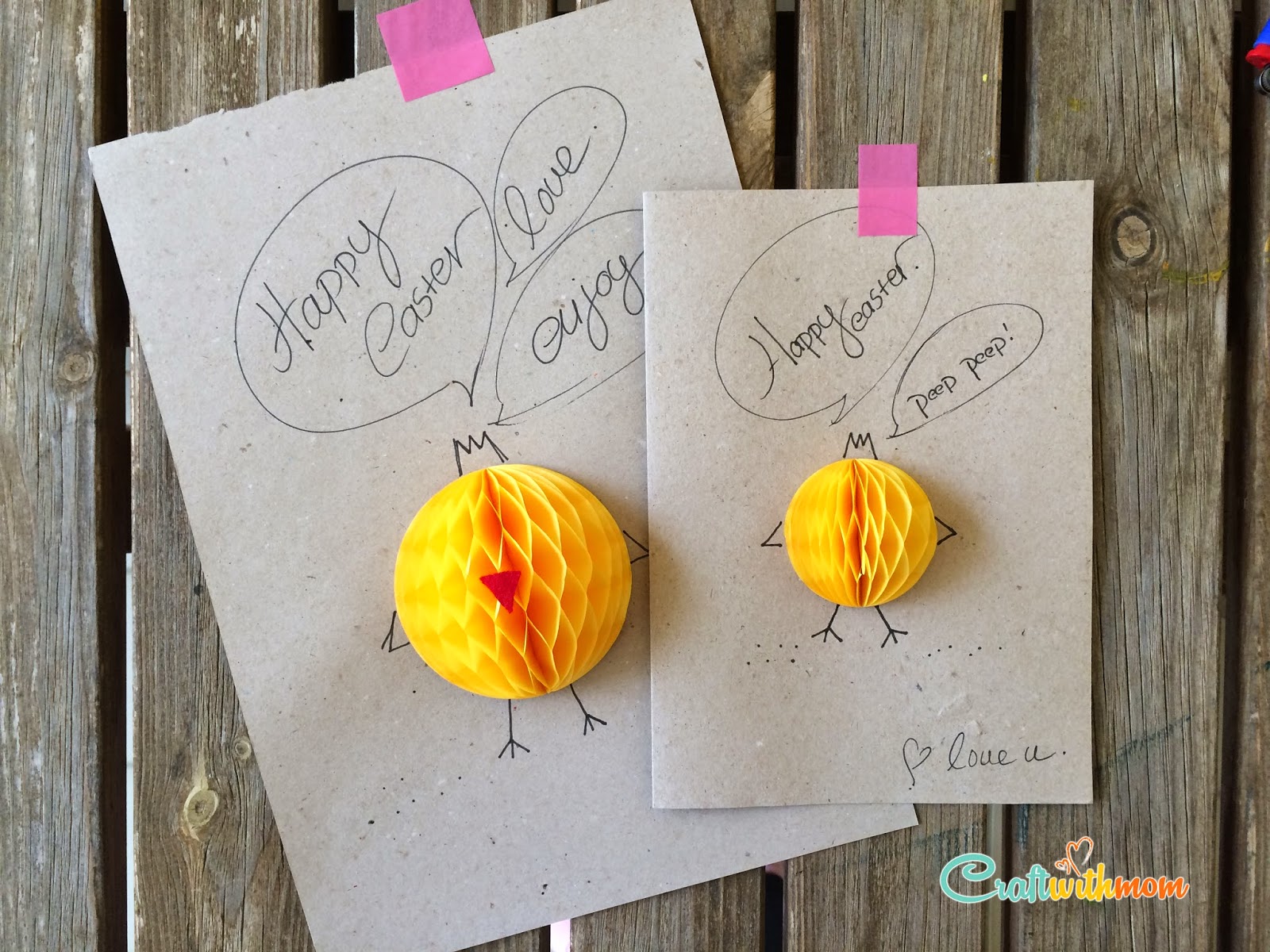 DIY cardstock cards with yellow paper fans (via craftwithmom.blogspot.ru)