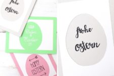 DIY colorful minimalist Easter cards in various colors