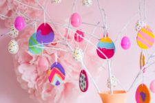 DIY colorful clay Easter egg ornaments painted by kids
