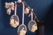 DIY egg ornaments with tulle and dried flowers