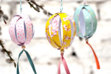 DIY paper egg ornaments with beads