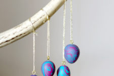 DIY bright polymer clay marble egg ornaments