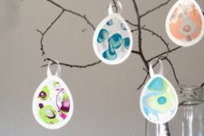 DIY cardboard and nail polish Easter egg ornaments