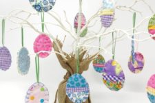 DIY Easter egg ornaments of fabric scraps