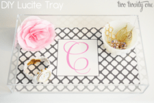 DIY lucite tray with patterned paper