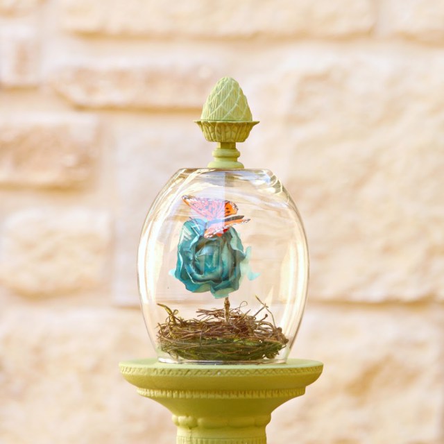 DIY ccloche with a watercolor flower and a butterfly (via www.morenascorner.com)