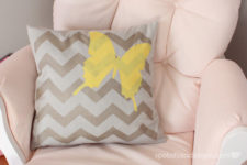 DIY stenciled chevron and butterfly pillow