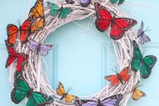 DIY white grapevine butterfly wreath