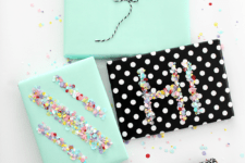 DIY colorful confetti gift wrap