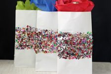 DIY shiny confetti paper favor bags