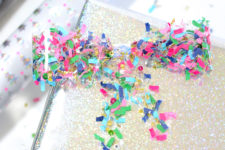 DIY confetti bows as gift tags