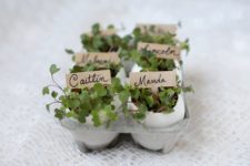 DIY egg-shaped planter place card holders for Easter