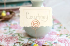 DIY nest with eggs Easter place card holders
