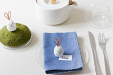DIY air clay bunny card holders with wire ears for Easter