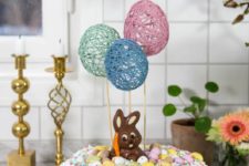 DIY yarn egg Easter cake toppers