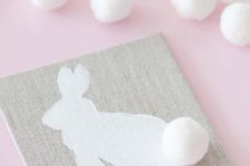 DIY burlap and pompom bunny coasters