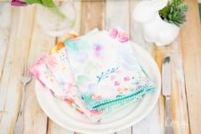 DIY watercolor floral print napkins