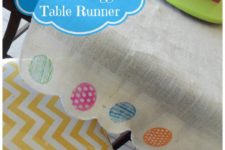 DIY colorful egg burlap table runner
