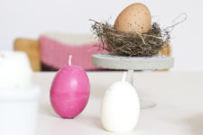DIY egg-shaped Easter soy wax candles