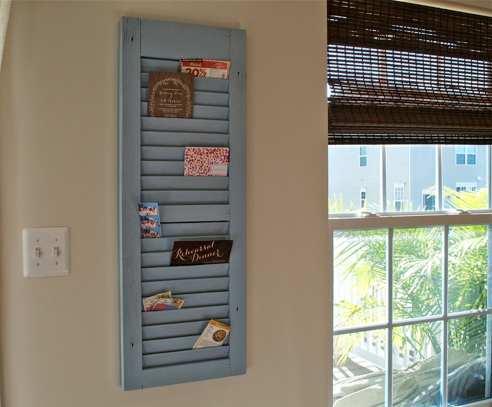 DIY shutter mail organizer (via hollybbaking.com)