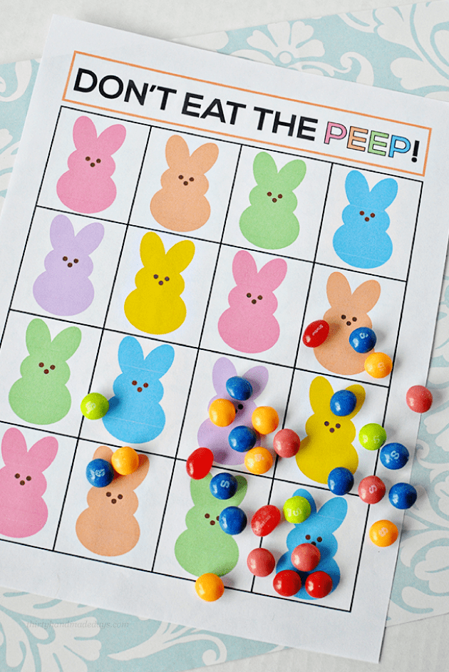 DIY Easter game 'don't eat the peep' (via www.thirtyhandmadedays.com)