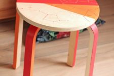 05 geometrically painted IKEA Frosta stool with constellations looks very edgy and bold