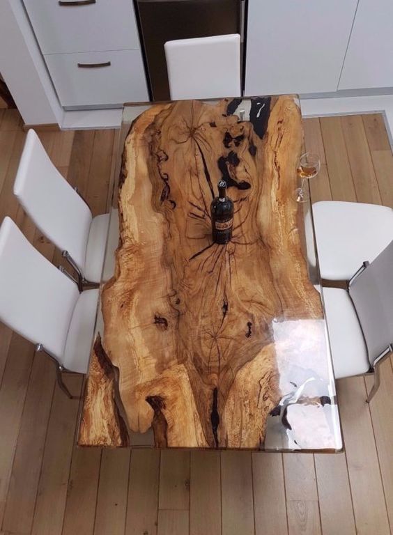 unique live edge wood and resin dining table - every piece is unique as there are no two same pieces of wood