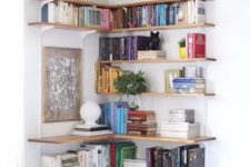 10 a whole corner shelving unit for books is ideal for storing anything you want and decorate an awkward corner