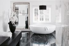 11 a black marble floor is a timeless solution that never goes out of style and looks wow