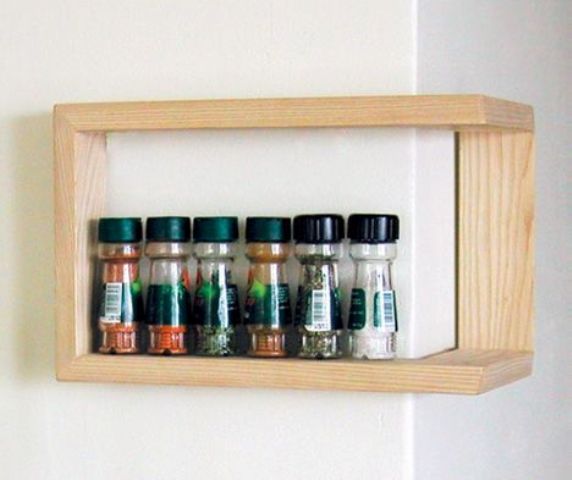 a comfy outer shelf for holding spices is ideal for a kitchen, where there's not enough space