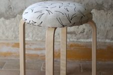 15 a soft cushion and printed fabric for upholstering a Frosta stool to make it comfortable